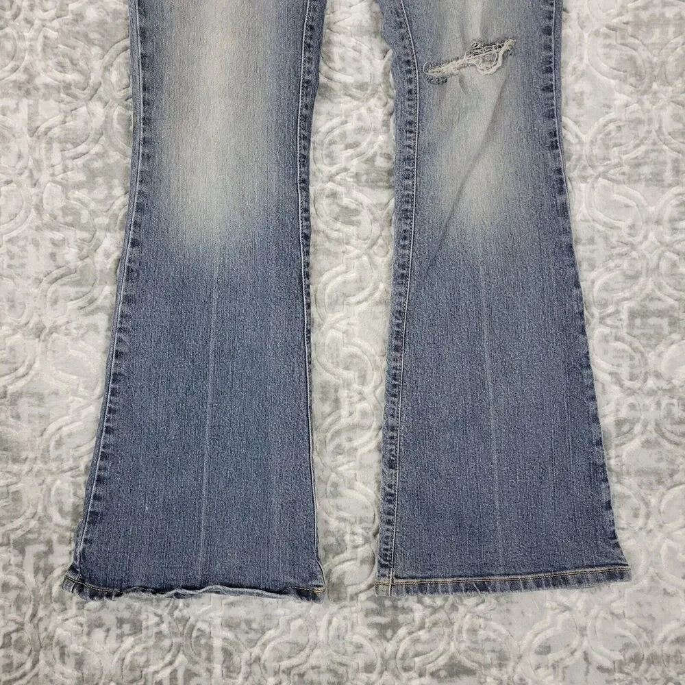 Vintage American Eagle Jeans Womens 6 Blue Favorite Fit Distressed Flare Y2K
